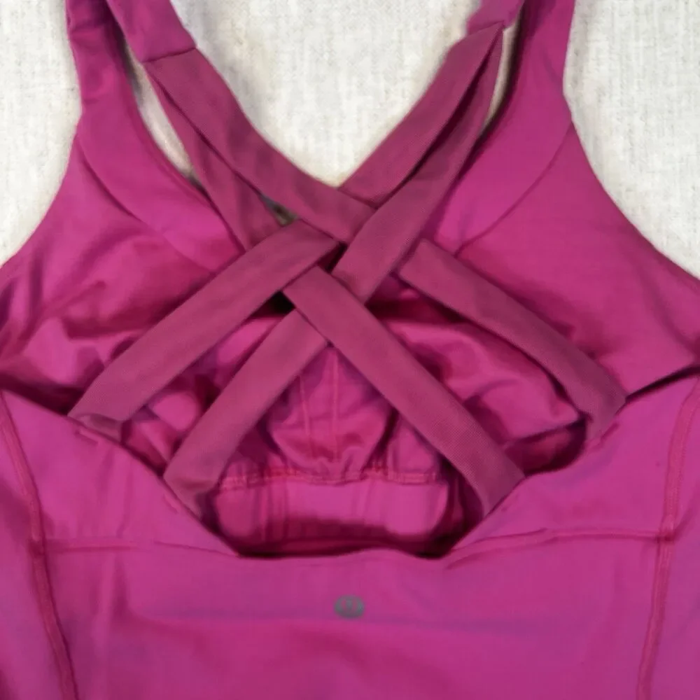 Lululemon Pink Compassion Athletic Yoga Training Tank w/ built in Sports Bra
